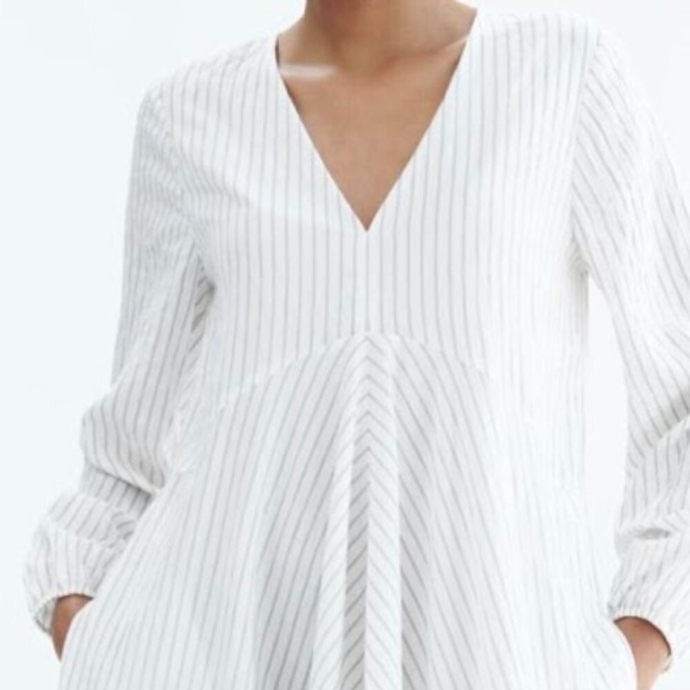 NWT ZARA The Catalina  Charcoal Gray Striped Long Sleeve Midi Maxi Dress S Small - Picture 3 of 9